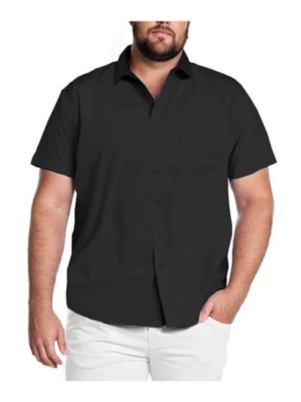 Big & Tall Men's Short Sleeve Button Down Dress Shirt Stain Resistant